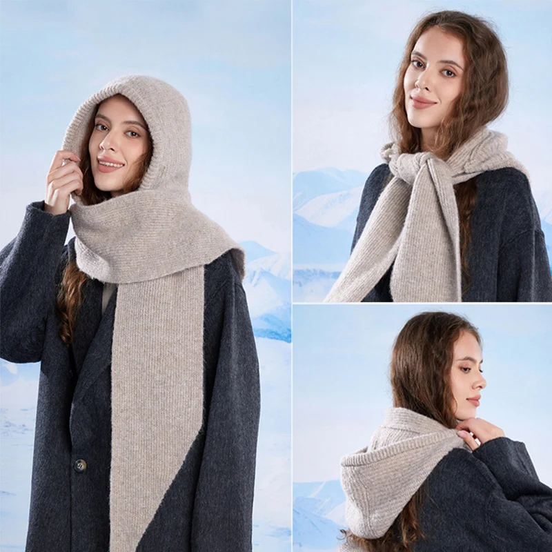 Knitted Winter Balaclava One-Piece Thickened Scarf Cap for Women Winter Accessories Hooded Hat Neck Ear Protection Scarf
Knitted Winter Balaclava One-Piece Thickened Scarf Cap for Women Winter Accessories Hooded Hat Neck Ear Protection Scarf