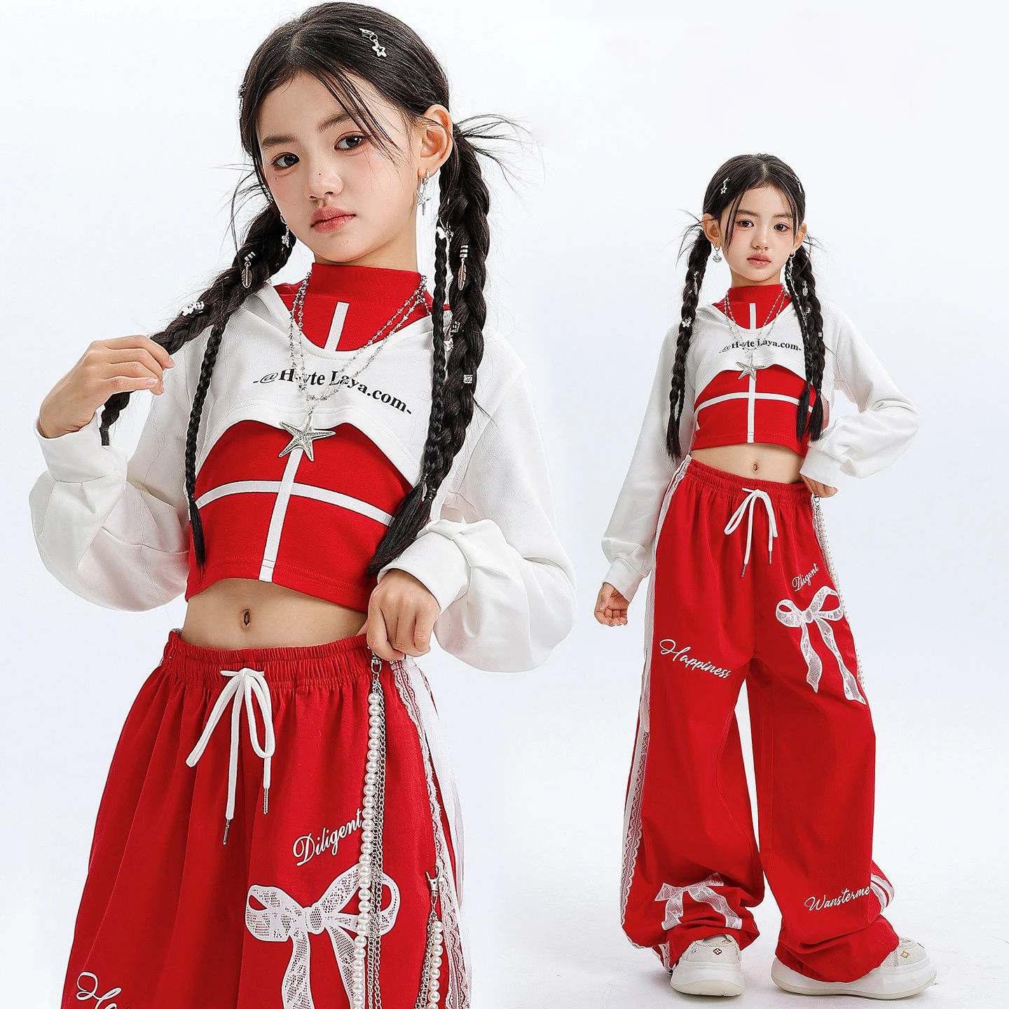 Kid Kpop Hip Hop Clothing White Crop Hoodie Sweatshirt Top Red Casual Lace Striped Pants for Girl Street Dance Costumes Clothes
Kid Kpop Hip Hop Clothing White Crop Hoodie Sweatshirt Top Red Casual Lace Striped Pants for Girl Street Dance Costumes Clothes