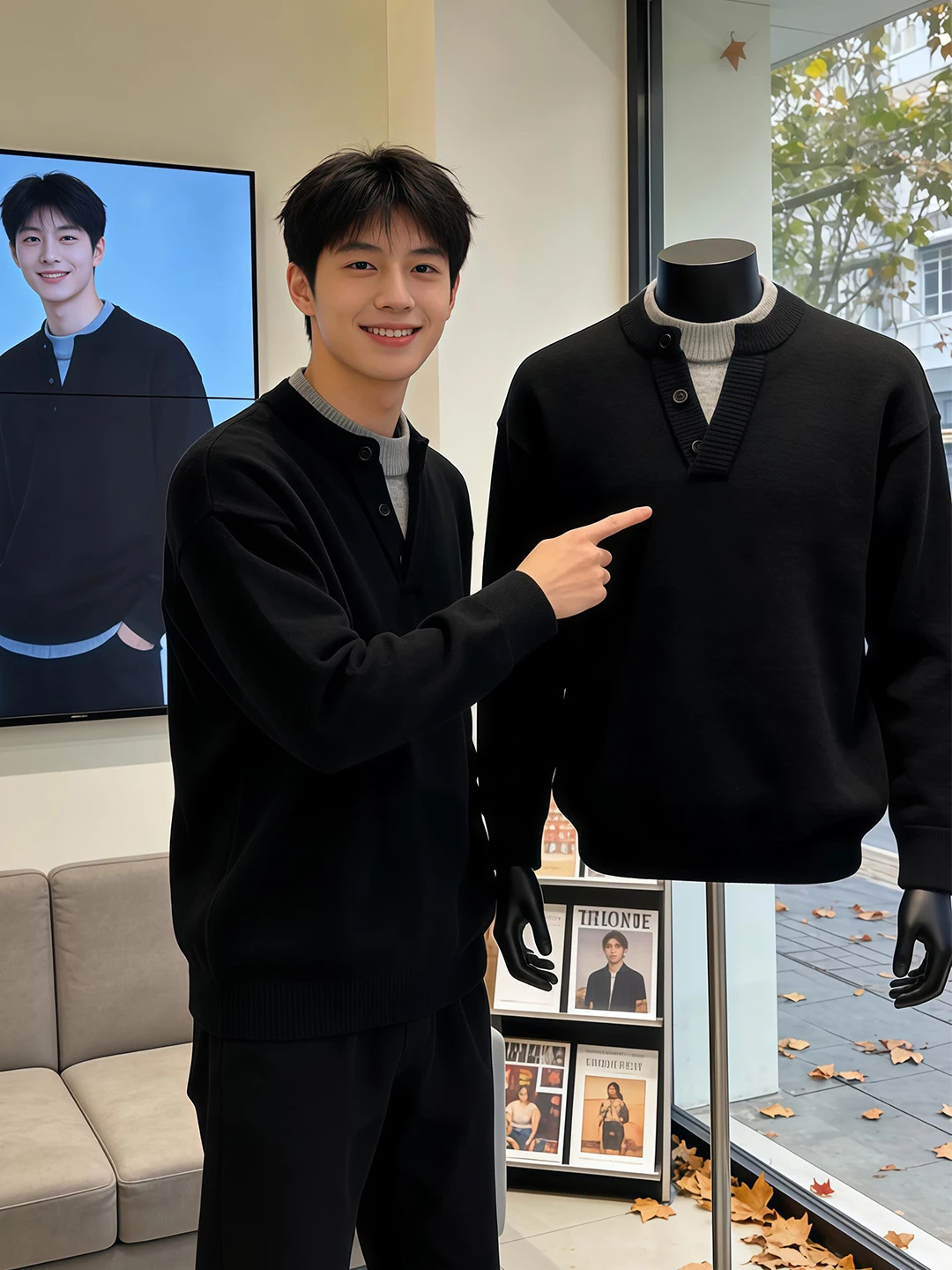 American Sle V-Ne Bla Sweater Men's Winter Lazy Sle Inner Knitted Heavy Base Woolen irt Casual Loose Fit Long Sve
American Sle V-Ne Bla Sweater Men's Winter Lazy Sle Inner Knitted Heavy Base Woolen irt Casual Loose Fit Long Sve