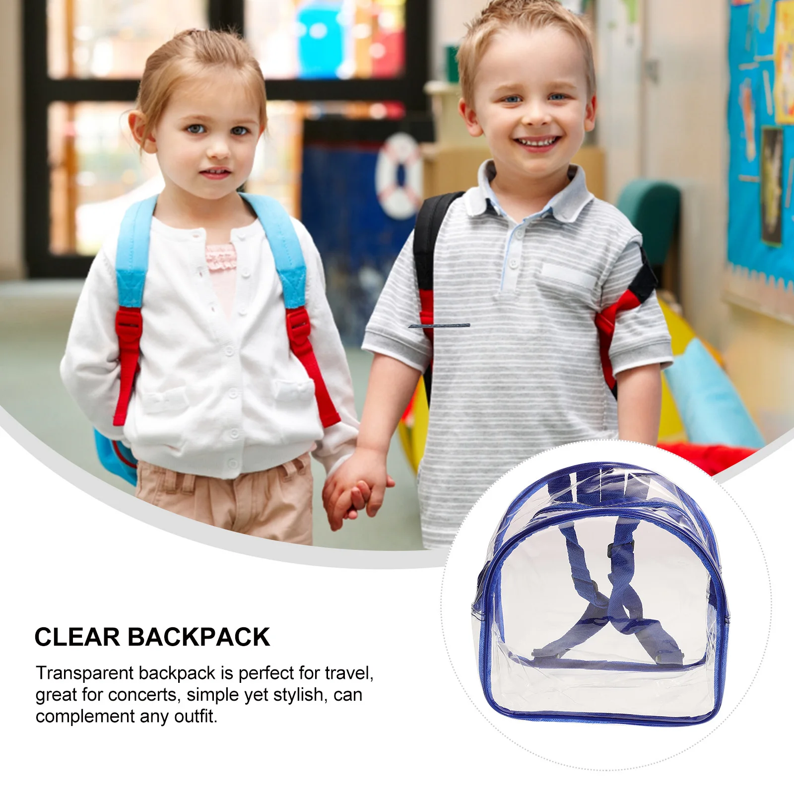 Summer Beach Transparent 26x25x12cm Blue Heavy Duty Mini Clear Backpack Travel School Festival Essentials Festival Mini Pack 
Summer Beach Transparent 26x25x12cm Blue Heavy Duty Mini Clear Backpack Travel School Festival Essentials Festival Mini Pack