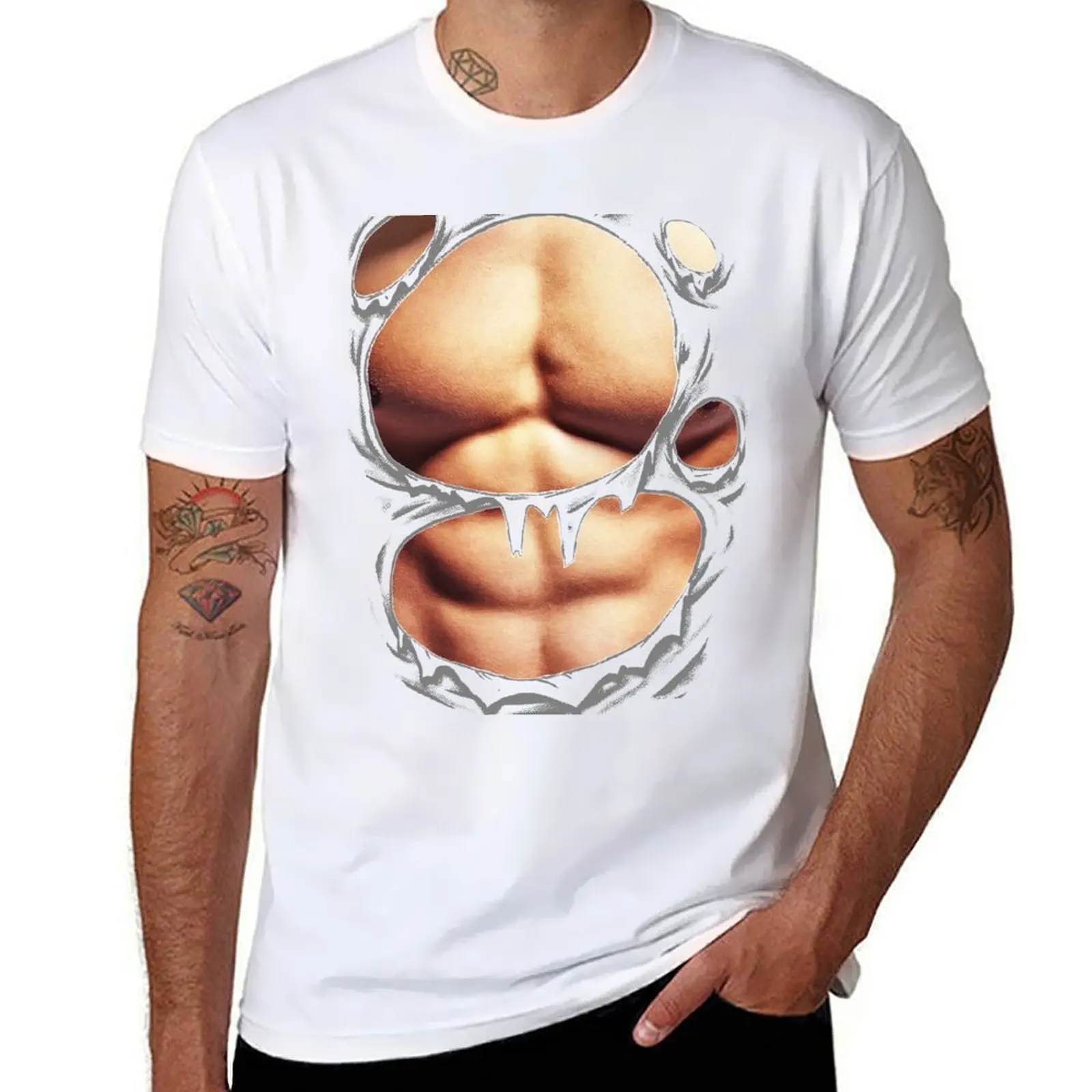 Printed Realistic Chest Six Pack Abs Muscles Funny T-Shirt mens graphic t shirts man t shirt summer T-Shirt
Printed Realistic Chest Six Pack Abs Muscles Funny T-Shirt mens graphic t shirts man t shirt summer T-Shirt