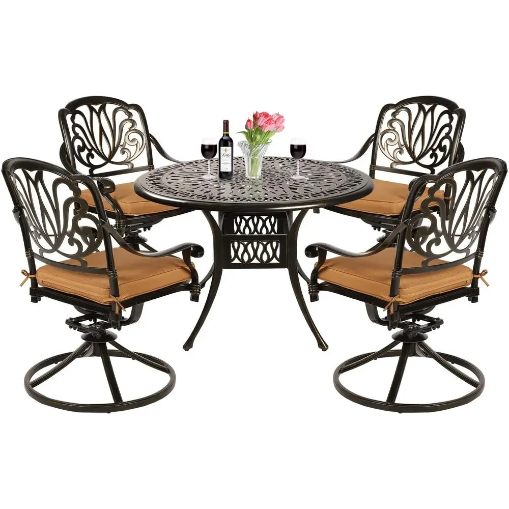 All-Weather 5-Piece Patio Dining Set with Swivel Chairs and Umbrella Hole
All-Weather 5-Piece Patio Dining Set with Swivel Chairs and Umbrella Hole