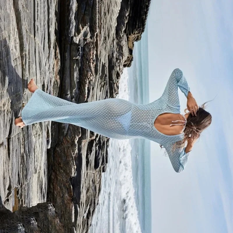 Luxury 3D Flower Knit Long Dress Women Sexy V-neck Hollow Out See-through Backless Beach Bikini Cover Up Maxi Dress Slim Robe
Luxury 3D Flower Knit Long Dress Women Sexy V-neck Hollow Out See-through Backless Beach Bikini Cover Up Maxi Dress Slim Robe