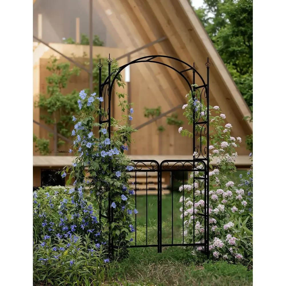 Elegant Black Metal Garden Arch with Gate for Weddings, Outdoor Ceremonies, and Backyard Decor
Elegant Black Metal Garden Arch with Gate for Weddings, Outdoor Ceremonies, and Backyard Decor