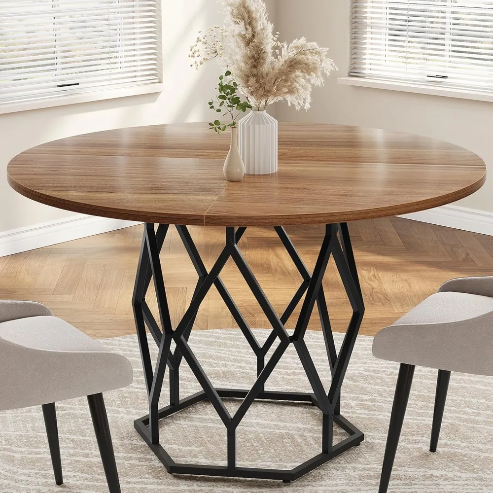 Round Dining Table for 4-6 People, 47 Inch Farmhouse Kitchen Table, Modern Circle Dinner Table with Sturdy Base, Industrial Wood
Round Dining Table for 4-6 People, 47 Inch Farmhouse Kitchen Table, Modern Circle Dinner Table with Sturdy Base, Industrial Wood