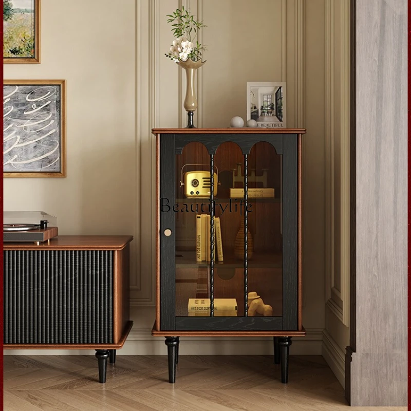 French retro solid wood dining side cabinet, living room storage locker, American glass door side wine cabinet
French retro solid wood dining side cabinet, living room storage locker, American glass door side wine cabinet