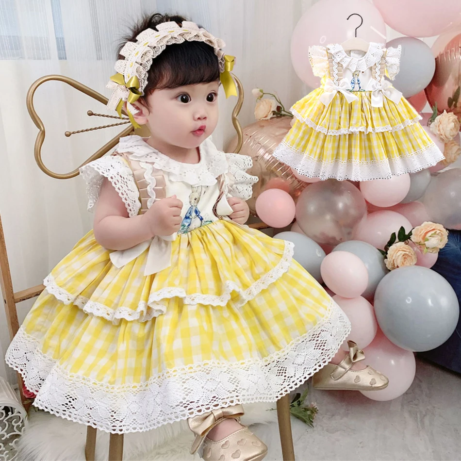 Girls Baby Rabbit Cartoon Print Princess Dress Children Birthday Carnival Party Costume Kids Yellow Grid Lace Clothes Headband
Girls Baby Rabbit Cartoon Print Princess Dress Children Birthday Carnival Party Costume Kids Yellow Grid Lace Clothes Headband