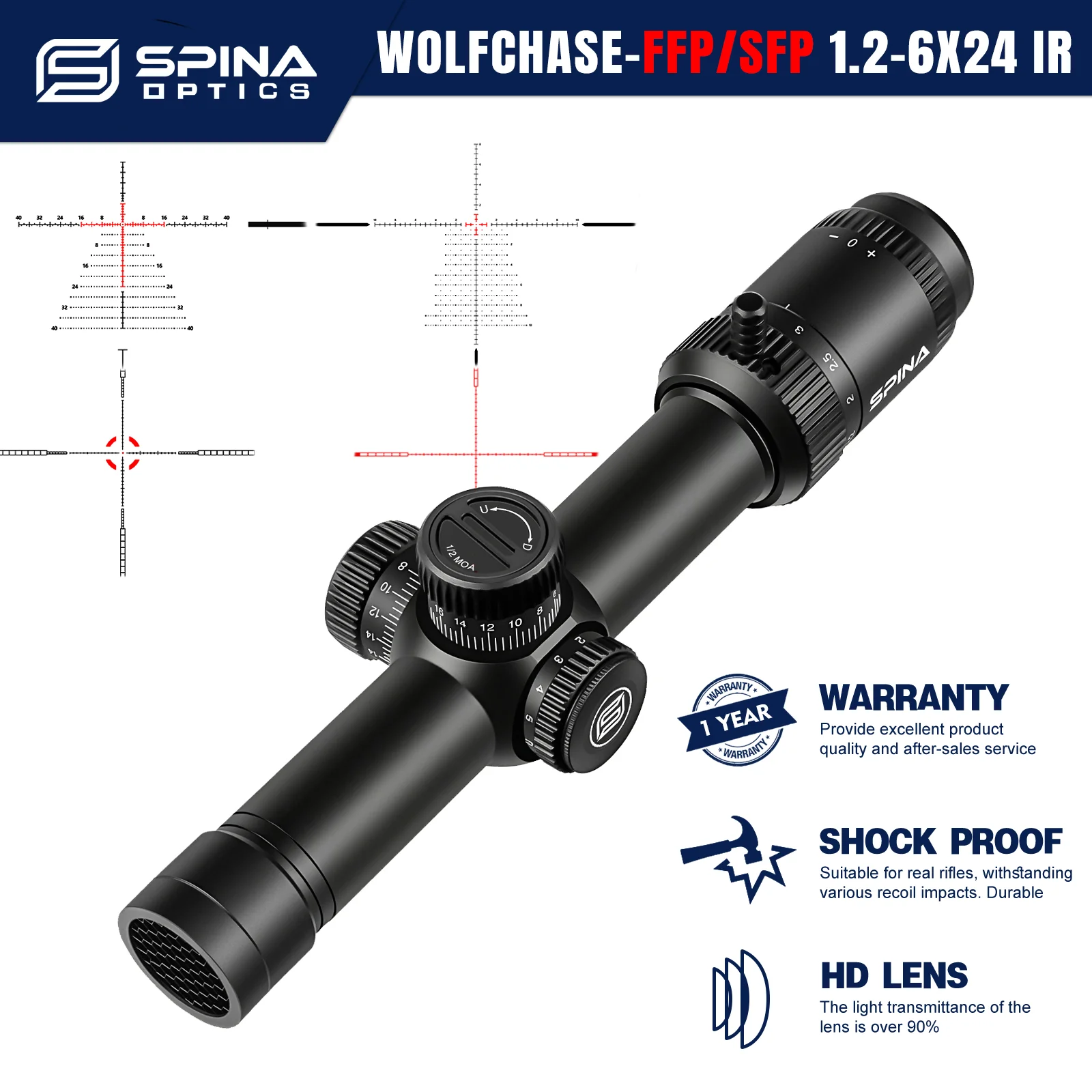 SPINA OPTICS WolfChase LPVO 1.2-6x24 FFP/SFP Оптика для охотничьих винтовок с красной точкой CQB PCP Карабин AR15 Оптика для винтовок .223 .308 22LR
SPINA OPTICS WolfChase LPVO 1.2-6x24 FFP/SFP Оптика для охотничьих винтовок с красной точкой CQB PCP Карабин AR15 Оптика для винтовок .223 .308 22LR