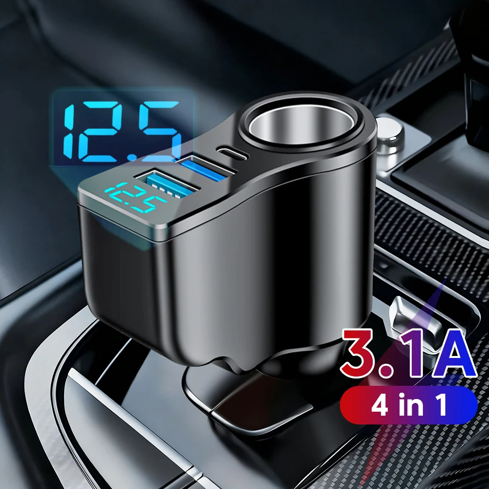 Автомобильное зарядное устройство 4-в-1, 66 Вт, быстрая зарядка, зарядное устройство для цифрового прикуривателя, автомобильный адаптер для зарядки телефона с двумя портами USB, подходит для iPhone
Автомобильное зарядное устройство 4-в-1, 66 Вт, быстрая зарядка, зарядное устройство для цифрового прикуривателя, автомобильный адаптер для зарядки телефона с двумя портами USB, подходит для iPhone