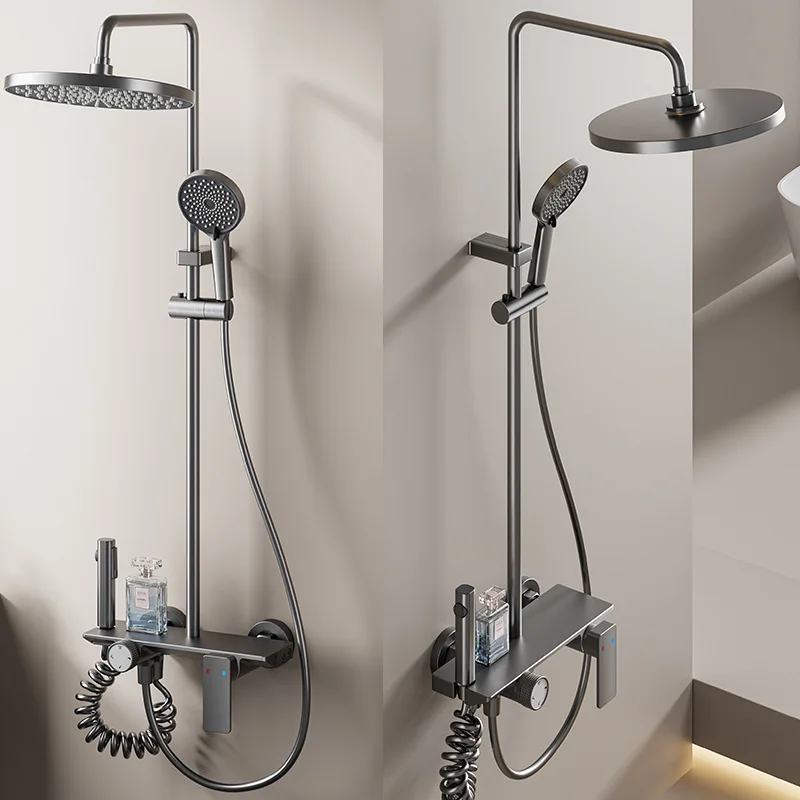 Gun Grey Shower Set for Home Bathrooms Cold and Hot Water Mixer Faucet with Spray Heads
Gun Grey Shower Set for Home Bathrooms Cold and Hot Water Mixer Faucet with Spray Heads