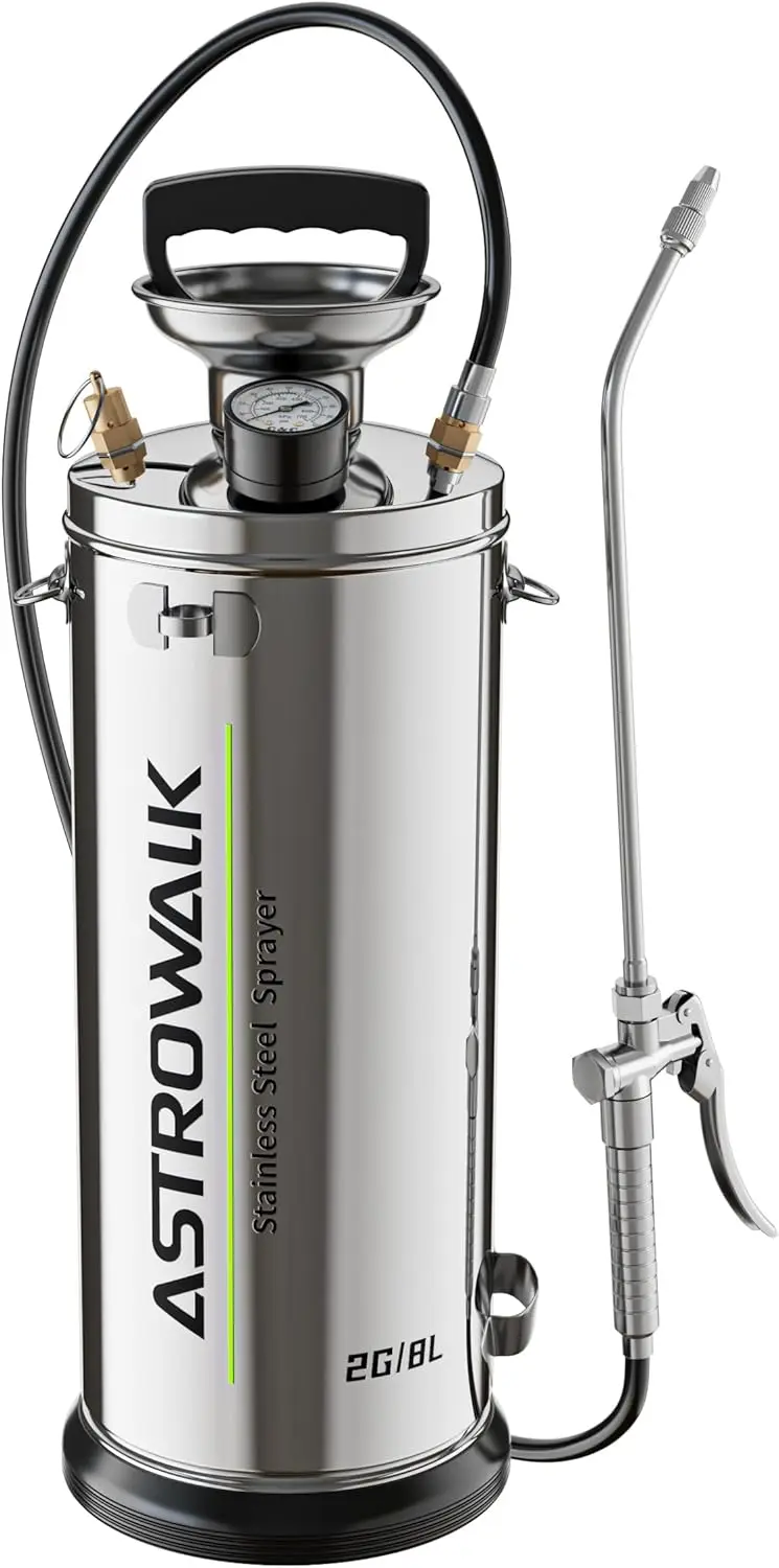 2 Gallon Stainless Steel Pump Sprayer Heavy Duty Lawn Garden Sprayer with 20 Wand 4FT Hose for Weed Killer Fertilizer Pest
2 Gallon Stainless Steel Pump Sprayer Heavy Duty Lawn Garden Sprayer with 20 Wand 4FT Hose for Weed Killer Fertilizer Pest