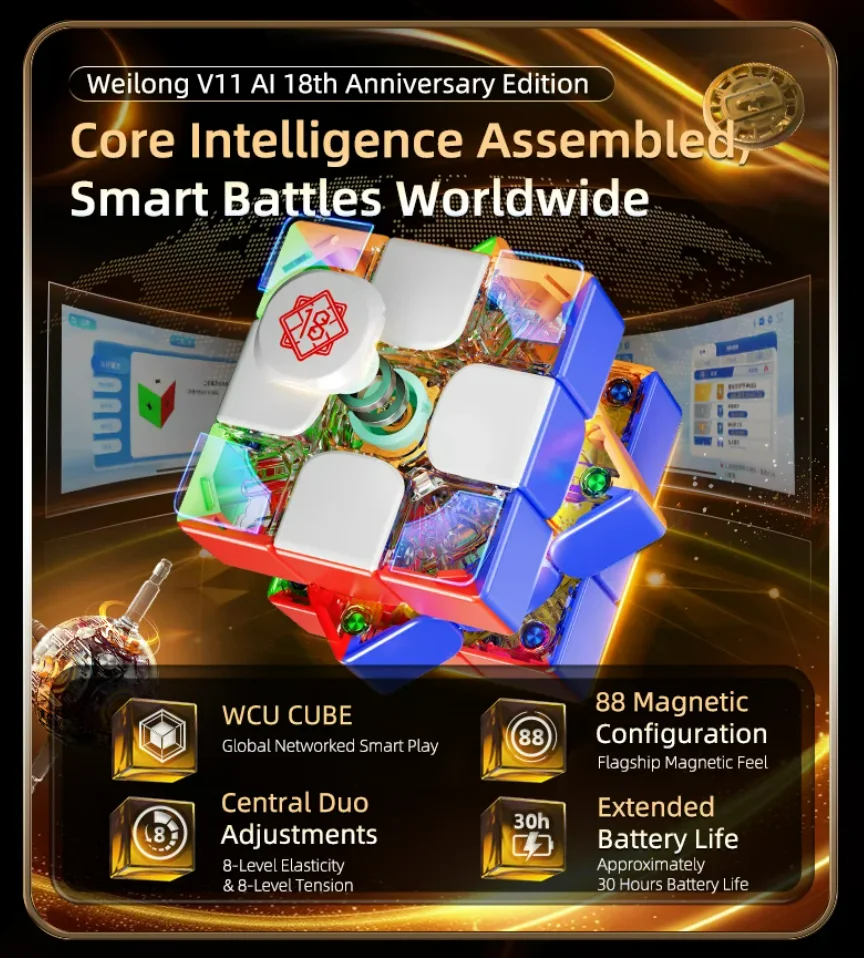 MoYu WeiLong WRM V11 Magnetic Cube 18th Anniversary Speed Cube V11 3×3 Magic Cube Puzzle Toys Gift Cubo Magico 
MoYu WeiLong WRM V11 Magnetic Cube 18th Anniversary Speed Cube V11 3×3 Magic Cube Puzzle Toys Gift Cubo Magico