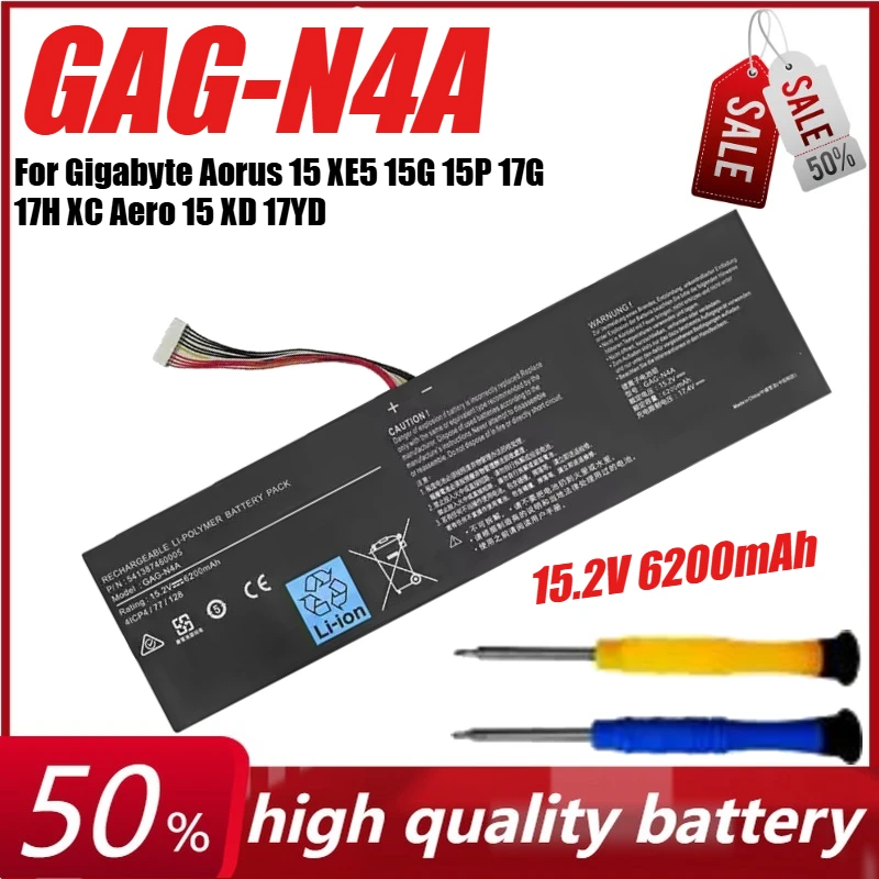 15.2V 6200mAh GAG-N4A Laptop Battery for Gigabyte Aorus 15 XE5 15G 15P 17G 17H XC Aero 15 XD 17YD
15.2V 6200mAh GAG-N4A Laptop Battery for Gigabyte Aorus 15 XE5 15G 15P 17G 17H XC Aero 15 XD 17YD