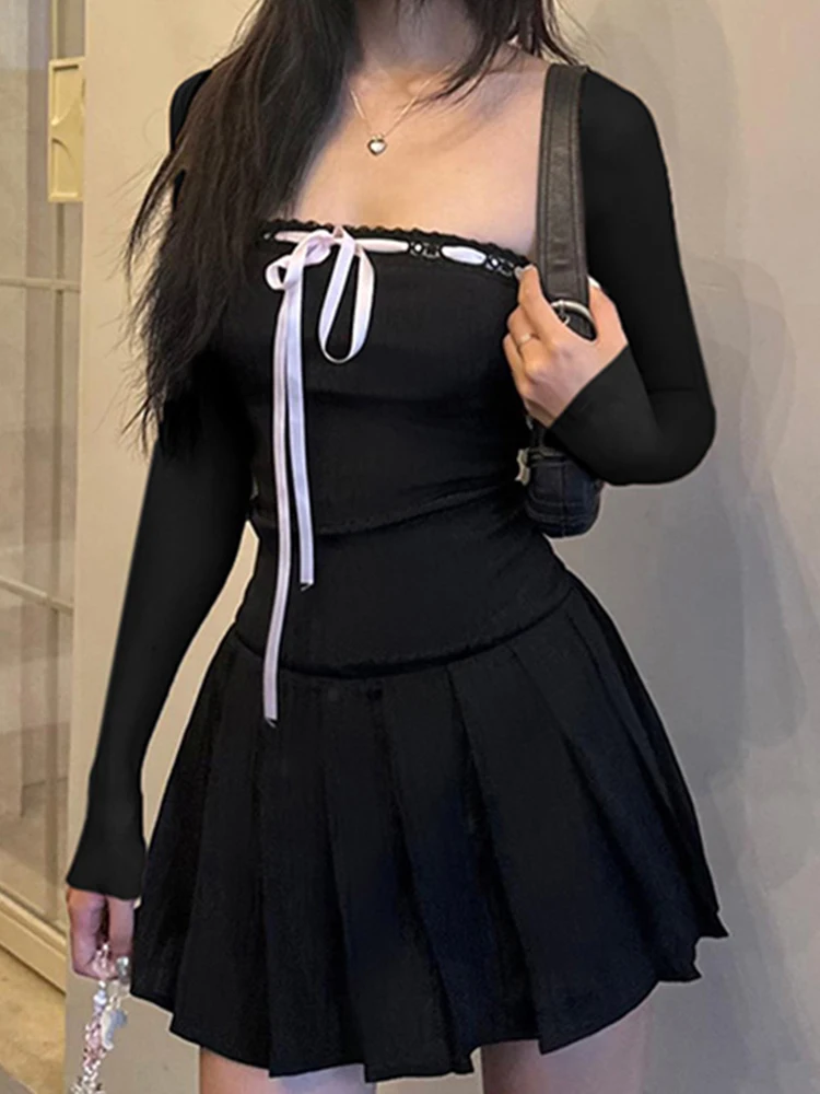 Vintage Black Dress Women Coquette Sexy Short Dresses Female Korean Fashion Square Collar Dress Ladies Slim Bow Lace-up Vestidos
Vintage Black Dress Women Coquette Sexy Short Dresses Female Korean Fashion Square Collar Dress Ladies Slim Bow Lace-up Vestidos