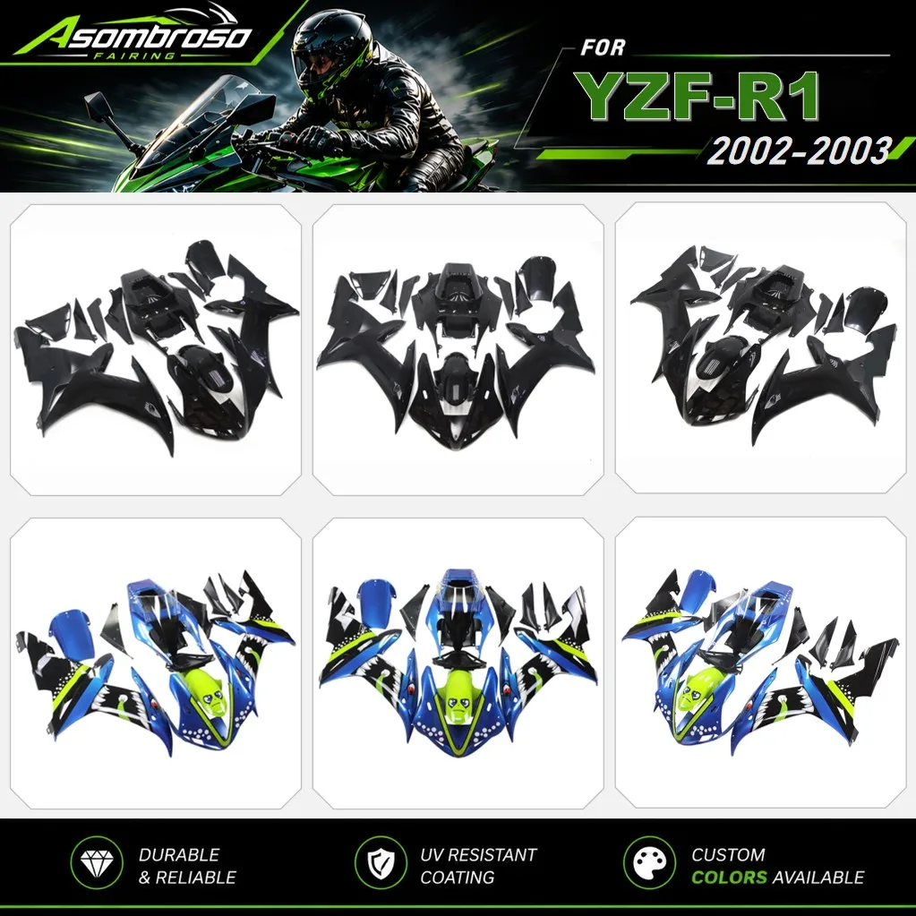 Replacement Fairings for Yamaha YZF R1 2002 2003 Full ABS Plastic Bodywork Kit | Shark Paint Style
Replacement Fairings for Yamaha YZF R1 2002 2003 Full ABS Plastic Bodywork Kit | Shark Paint Style