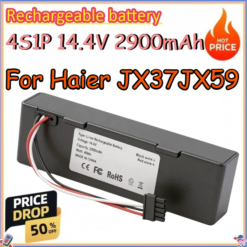4S1P 14.4V 2900mAh Rechargeable Battery for Haier JX37JX59 Replace The Lithium-ion Battery of The Robotic Vacuum Cleaner
4S1P 14.4V 2900mAh Rechargeable Battery for Haier JX37JX59 Replace The Lithium-ion Battery of The Robotic Vacuum Cleaner
