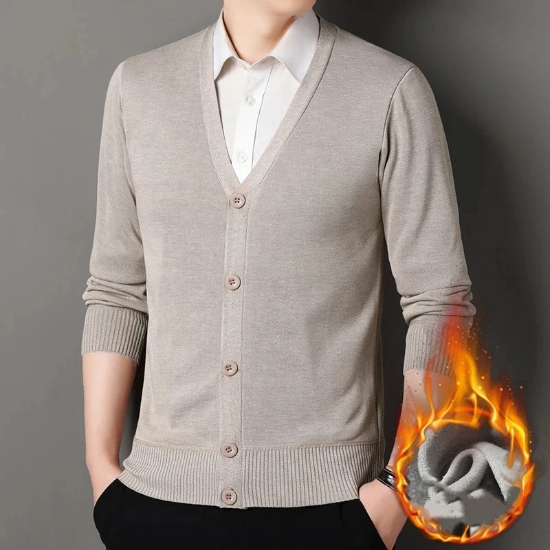 New Autumn Winter Men's V-neck Velvet Thickened Cardigan Sweater Middle-aged Elderly Warm Knitted Jacket
New Autumn Winter Men's V-neck Velvet Thickened Cardigan Sweater Middle-aged Elderly Warm Knitted Jacket