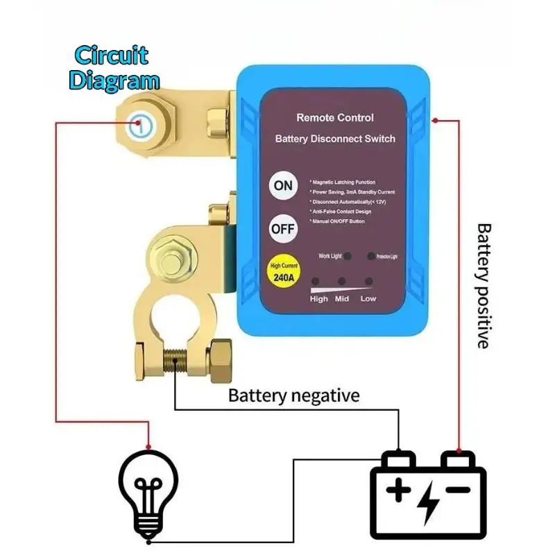 Remote Battery Disconnect 240A With LED Voltage Display Automatic Power Shut Off For Automobiles
Remote Battery Disconnect 240A With LED Voltage Display Automatic Power Shut Off For Automobiles