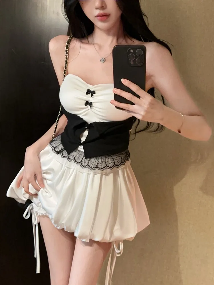 Sexy Pure Desire Color Collision Lace Splice Wrap Top Drawstring Flower Bud Skirt Pants Slimming Set Women's Korean Style Com...
Sexy Pure Desire Color Collision Lace Splice Wrap Top Drawstring Flower Bud Skirt Pants Slimming Set Women's Korean Style Com...