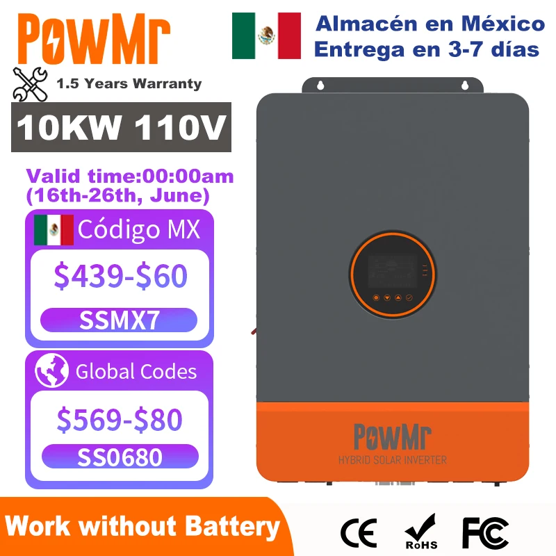 PowMr 10 кВт разделенный фазовый инвертор 48 В 110 В 220 В гибридный солнечный инвертор двойной MPPT с двойным выходом от сети с солнечным зарядным устройством MPPT 200 А
PowMr 10 кВт разделенный фазовый инвертор 48 В 110 В 220 В гибридный солнечный инвертор двойной MPPT с двойным выходом от сети с солнечным зарядным устройством MPPT 200 А