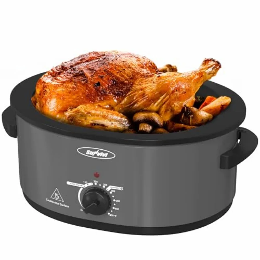Slow Cooker with Self-Basting Lid Electric Turkey Roaster Oven with Removable Pan and Rack Stainless Steel 8 QT
Slow Cooker with Self-Basting Lid Electric Turkey Roaster Oven with Removable Pan and Rack Stainless Steel 8 QT