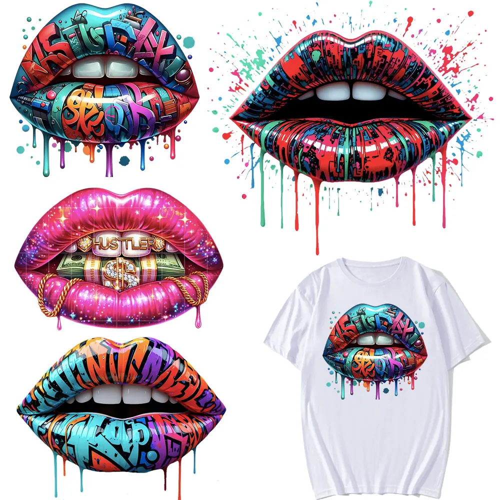 Graffiti Lip Drip Iron On Heat Transfer Patches DIY Clothing Appliques for T-Shirt Hoodie Custom Decorative Iron-on Stickers
Graffiti Lip Drip Iron On Heat Transfer Patches DIY Clothing Appliques for T-Shirt Hoodie Custom Decorative Iron-on Stickers