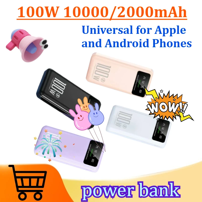20000mAh High-capacity 100W Fast Charging Power Bank with LED Light Digital Display Suitable for iPhone for Huawei for Samsung
20000mAh High-capacity 100W Fast Charging Power Bank with LED Light Digital Display Suitable for iPhone for Huawei for Samsung