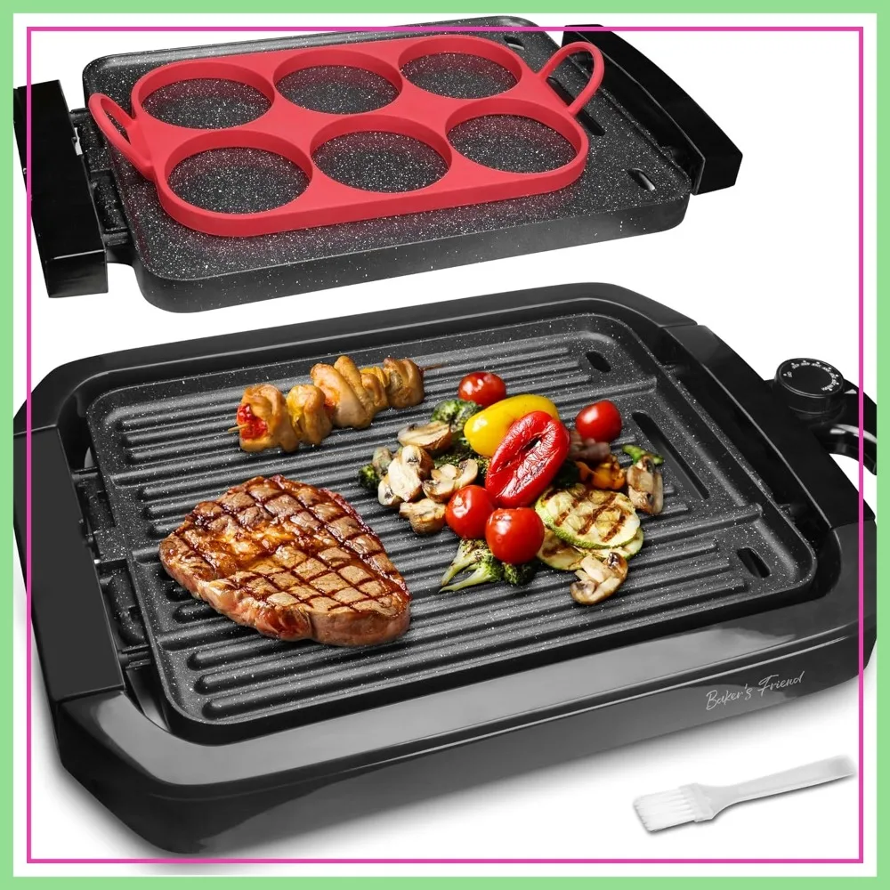 Electric Griddle & Grill 2 in 1, Removable Plate, Dishwasher Safe, Silicone Mold, Recipes Included
Electric Griddle & Grill 2 in 1, Removable Plate, Dishwasher Safe, Silicone Mold, Recipes Included