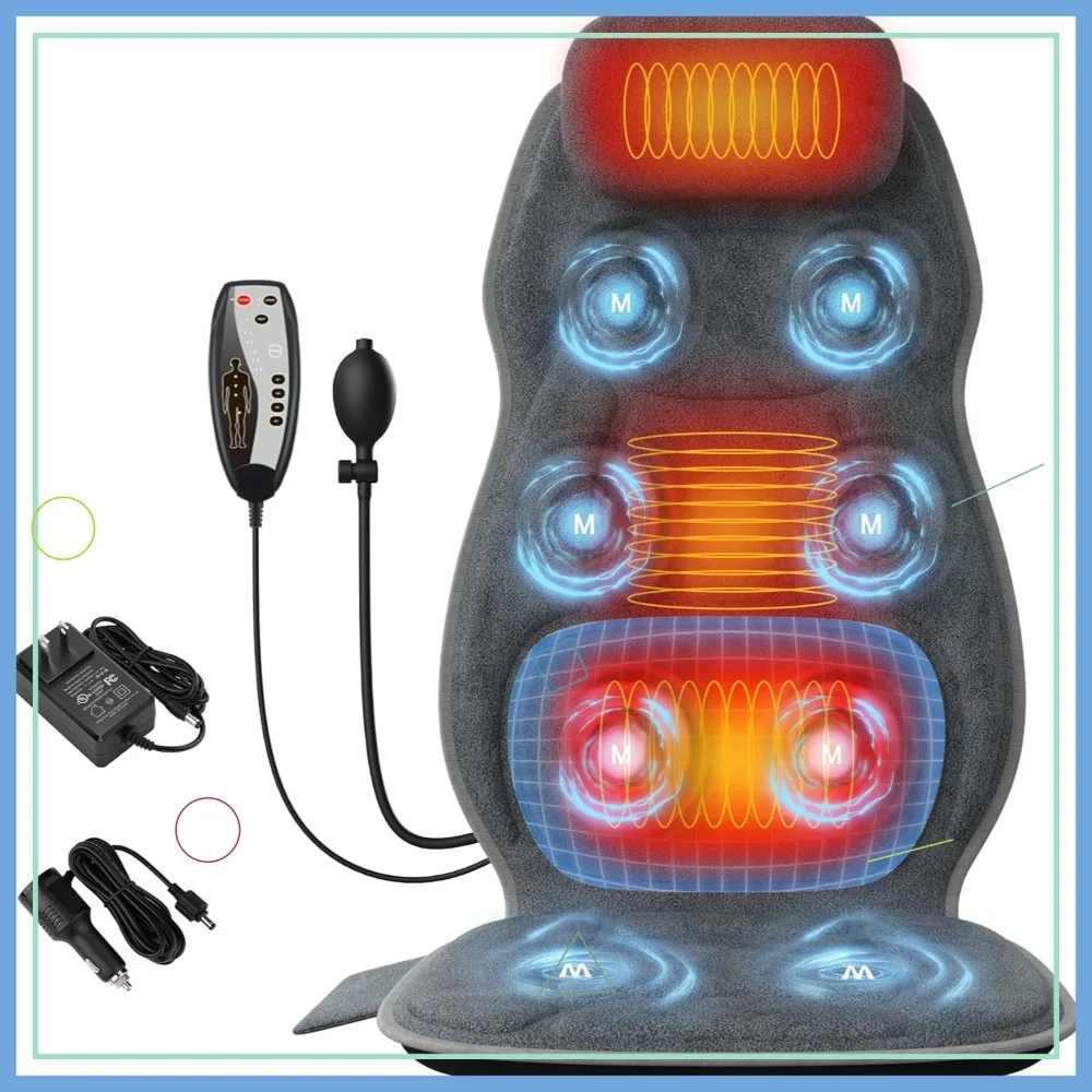 Full Body Back Massager with Heat, 8 Motors, Plush Fabric, Lumbar Support for Home Office Chair
Full Body Back Massager with Heat, 8 Motors, Plush Fabric, Lumbar Support for Home Office Chair