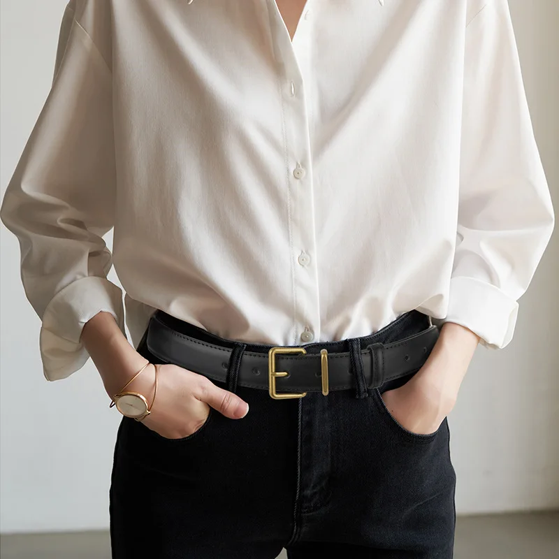 Vintage Cowhide Leather Belt For Women, Simple Pin Buckle Design, Daily All-match Waistband For Dress Pants
Vintage Cowhide Leather Belt For Women, Simple Pin Buckle Design, Daily All-match Waistband For Dress Pants