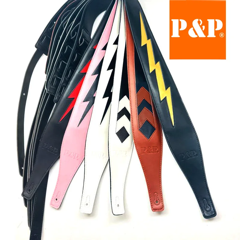 PP Guitar Strap Leather Shoulder Pads Lightning Cowhide Black Pink Brown White Electric Guitar Strap
PP Guitar Strap Leather Shoulder Pads Lightning Cowhide Black Pink Brown White Electric Guitar Strap