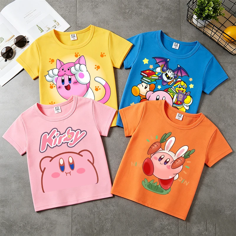 Cute Kirbys Children T-shirt Girl Boy Cotton Short Sleeves Kawaii Tees Fashion Round Neck T Shirt Kids Cartoon Summer Clothes
Cute Kirbys Children T-shirt Girl Boy Cotton Short Sleeves Kawaii Tees Fashion Round Neck T Shirt Kids Cartoon Summer Clothes