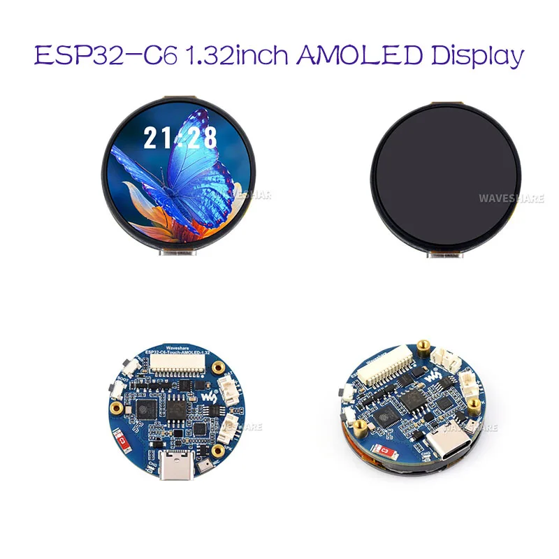 ESP32-C6 1.32inch AMOLED Round Touch Display Development Board, 466×466 Pixels, QSPI Interface, Supports Wi-Fi 6 and Bluetooth 5
ESP32-C6 1.32inch AMOLED Round Touch Display Development Board, 466×466 Pixels, QSPI Interface, Supports Wi-Fi 6 and Bluetooth 5
