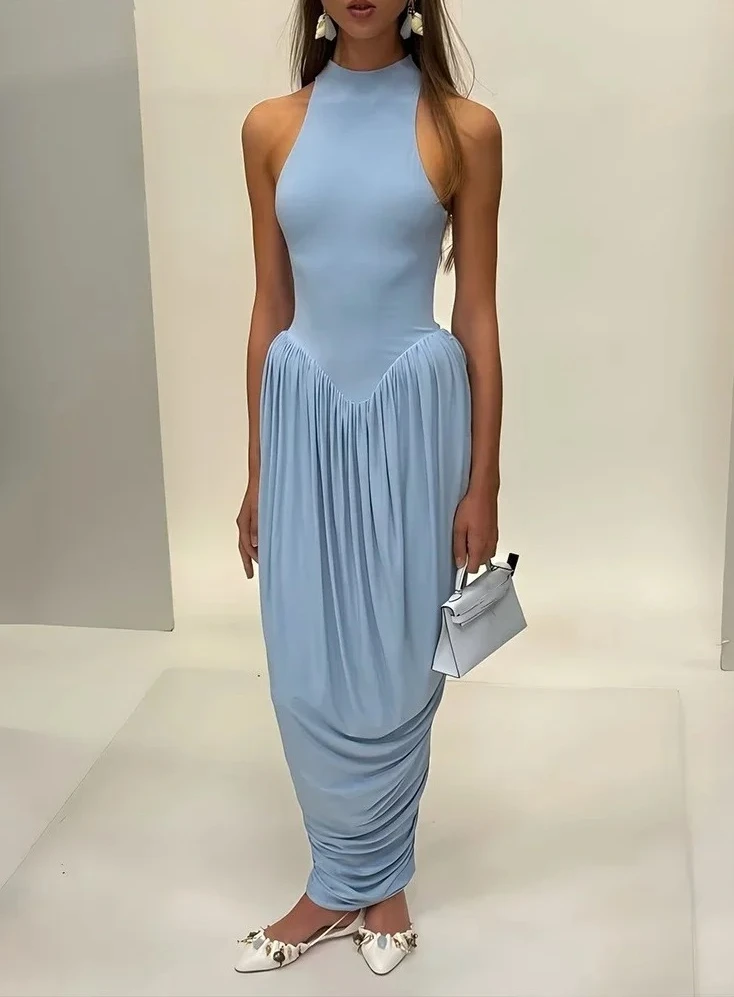 Women Solid Pleated Patchwork Dress Fashion Round Neck Sleeveless High Waist Maxi Dresses New Chic Summer Lady Party Robes
Women Solid Pleated Patchwork Dress Fashion Round Neck Sleeveless High Waist Maxi Dresses New Chic Summer Lady Party Robes