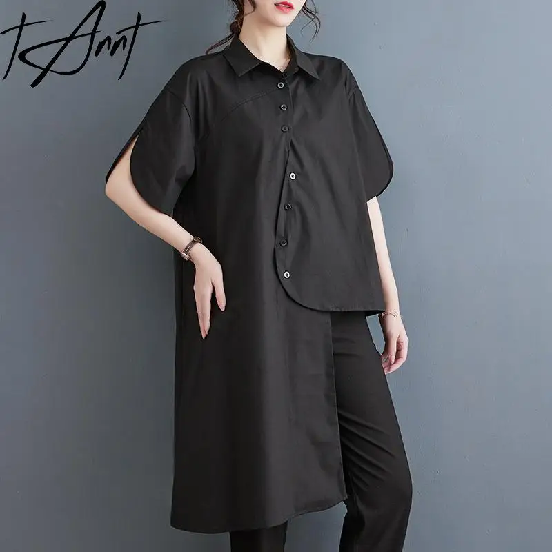Tannt Women Shirt Irregular Short Sleeves Long Black Blouse Tops Asymmetry Loose Casual Shirts 2023 New Summer Woman Clothing
Tannt Women Shirt Irregular Short Sleeves Long Black Blouse Tops Asymmetry Loose Casual Shirts 2023 New Summer Woman Clothing