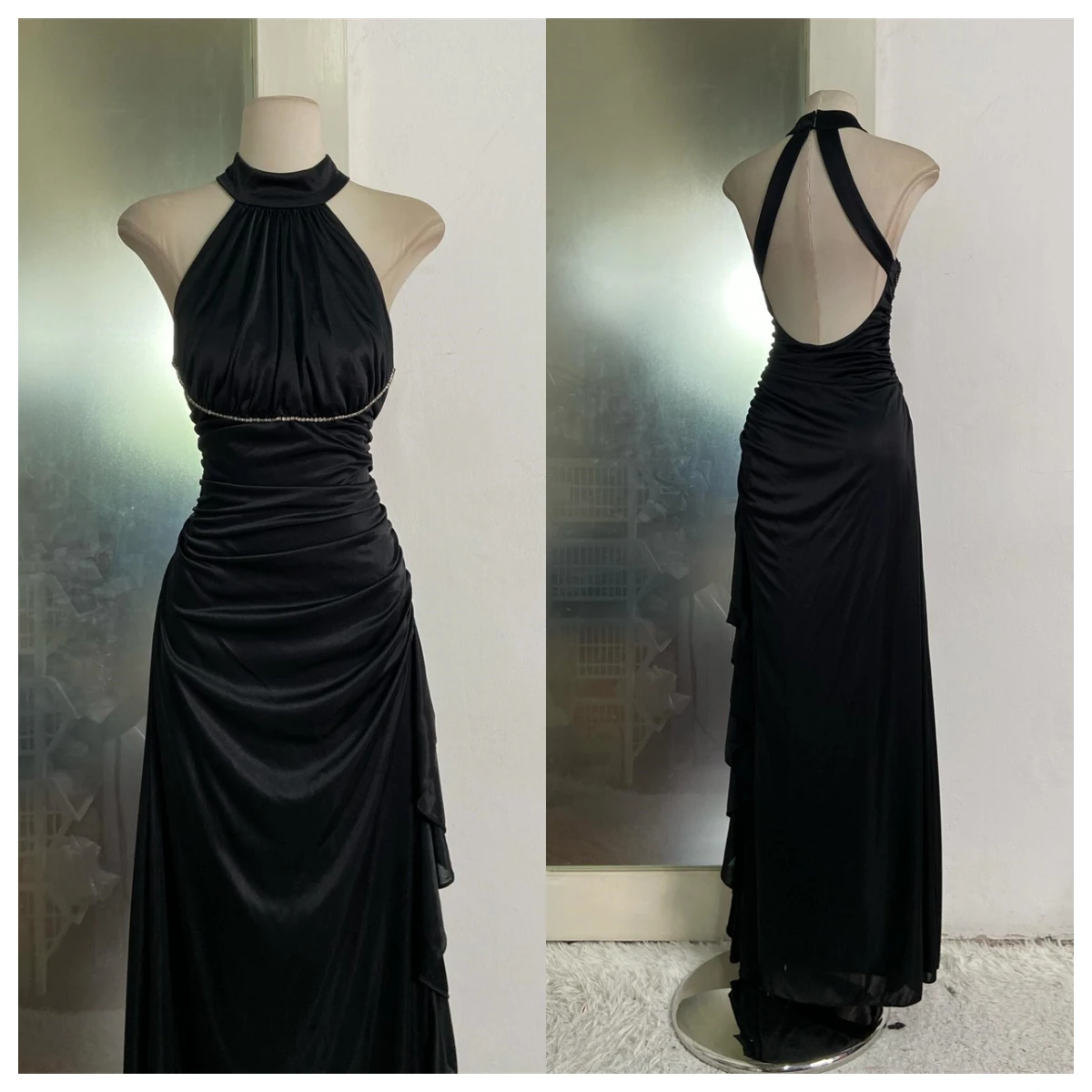 Customized High Quality Black Chiffon Evening Dress Halter Sleeveless Special Occasion Gowns Bridal Party Open Back Fashion
Customized High Quality Black Chiffon Evening Dress Halter Sleeveless Special Occasion Gowns Bridal Party Open Back Fashion