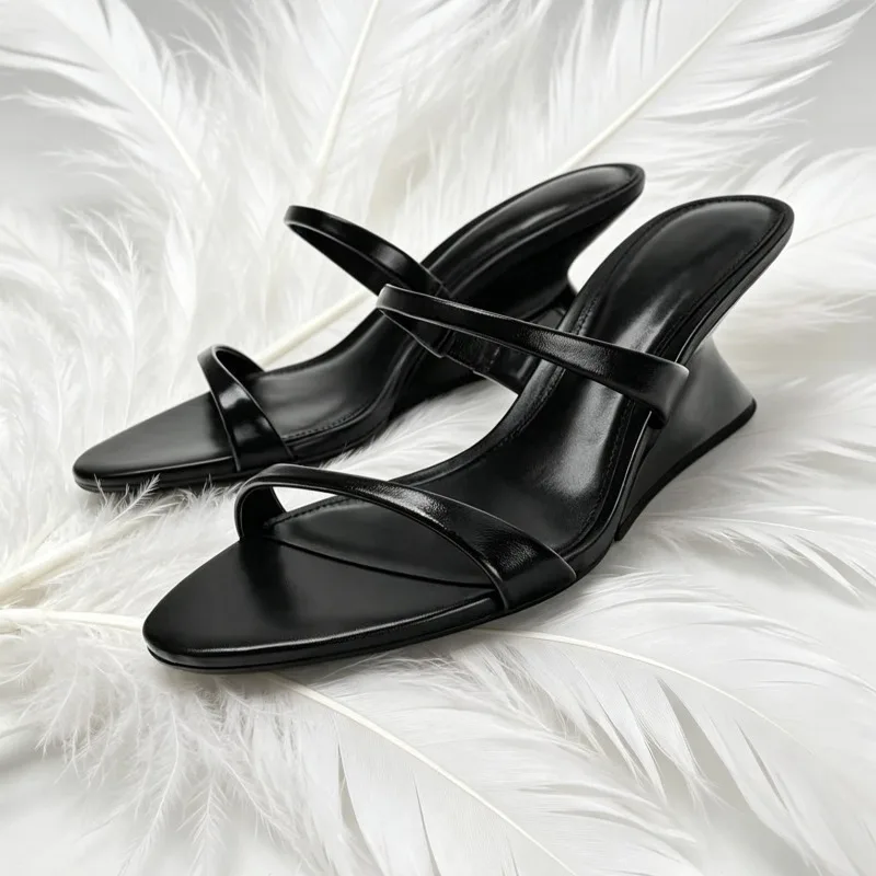 Summer Wedge Women's Sandals Leather Round Toe Mules Casual Balck Slides Concise Chunky Heel Women Slippers Sandalias De Mujer
Summer Wedge Women's Sandals Leather Round Toe Mules Casual Balck Slides Concise Chunky Heel Women Slippers Sandalias De Mujer