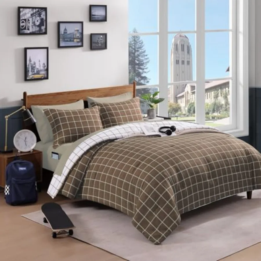 Plaid Comforter Set, Reversible Checke Bedding Set 7 Pieces for Boys Girls Teen, Lightweight Bed in a Bag for Dorm with Sheets,
Plaid Comforter Set, Reversible Checke Bedding Set 7 Pieces for Boys Girls Teen, Lightweight Bed in a Bag for Dorm with Sheets,