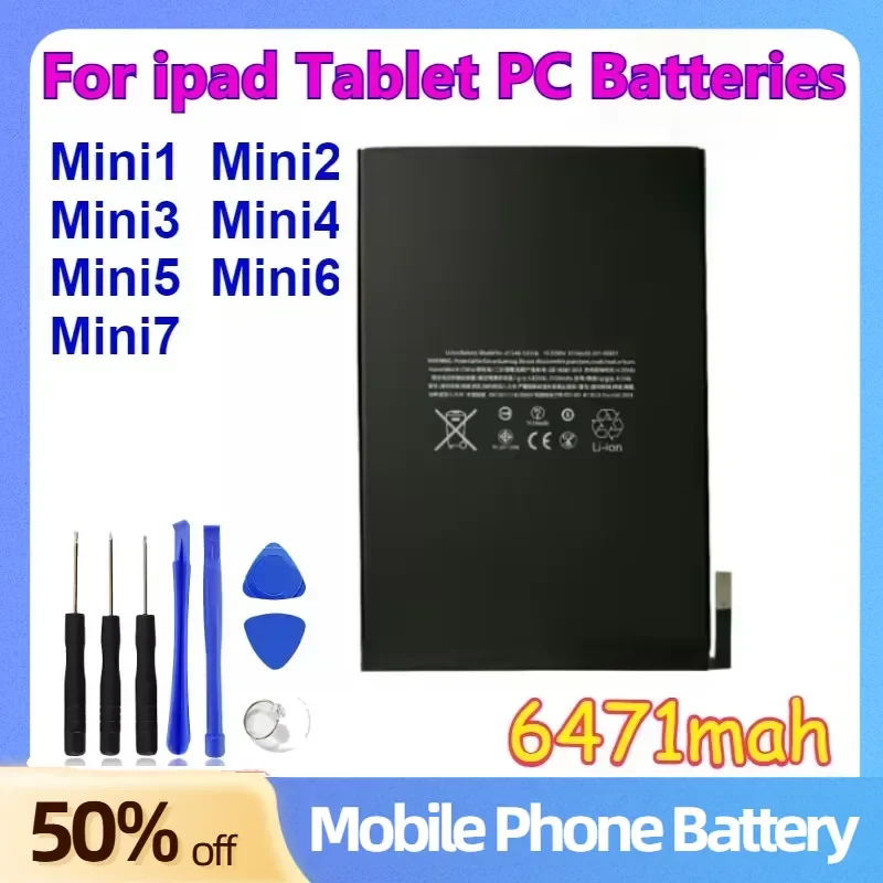 Upgraded Large Capacity Compatible Battery for APPLE IPad Mini 1 Mini 2 Mini 3 Mini4 Mini5 Mini6 Mini7 Tablet PC Batteries
Upgraded Large Capacity Compatible Battery for APPLE IPad Mini 1 Mini 2 Mini 3 Mini4 Mini5 Mini6 Mini7 Tablet PC Batteries