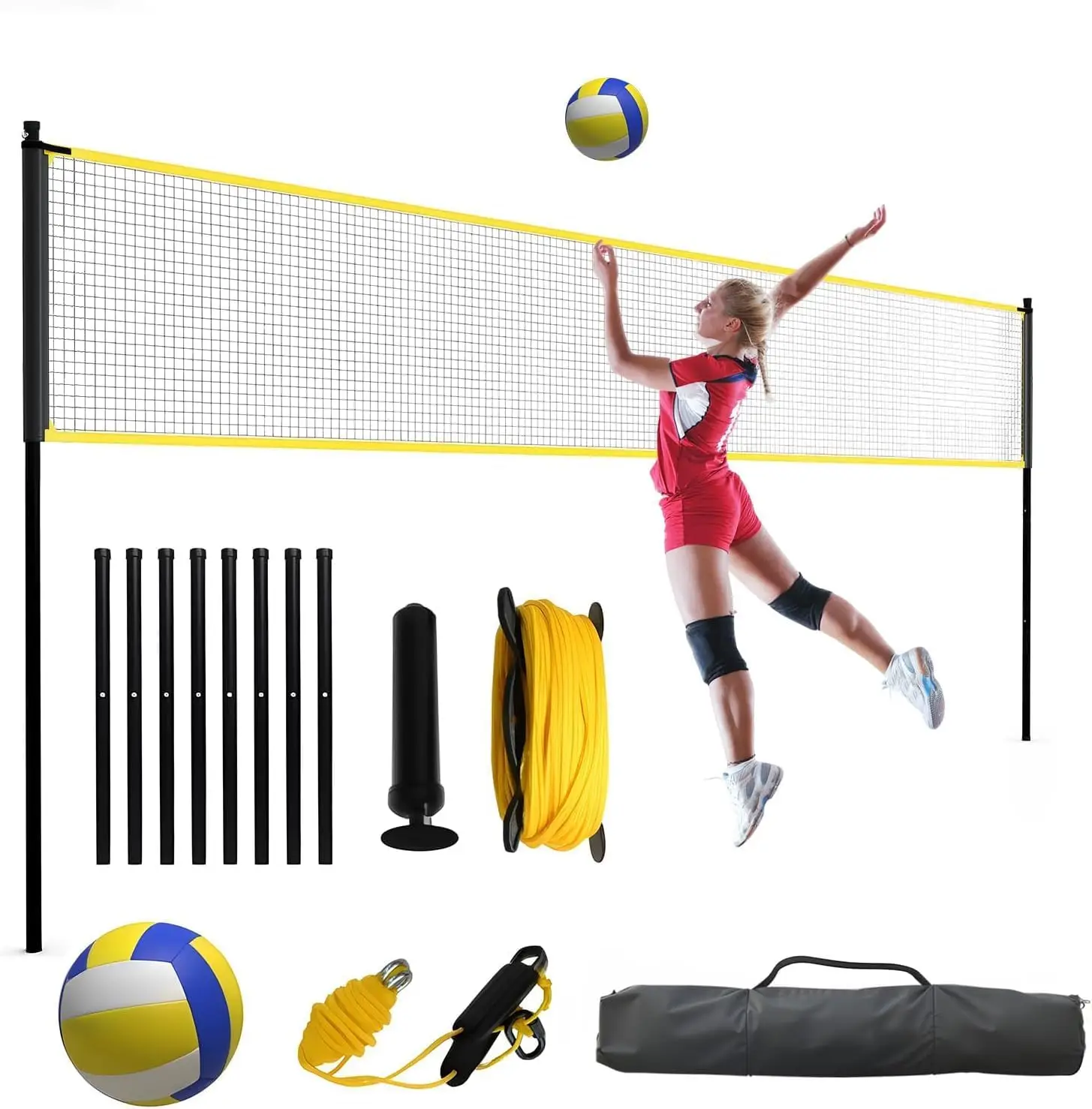 Garvee Height Adjustable Training Set with Bag Ball Pump Ropes, Portable Volleyball Net for Backyard Outdoor, Stable Freestanding Net for Kids Teens Adults
Garvee Height Adjustable Training Set with Bag Ball Pump Ropes, Portable Volleyball Net for Backyard Outdoor, Stable Freestanding Net for Kids Teens Adults