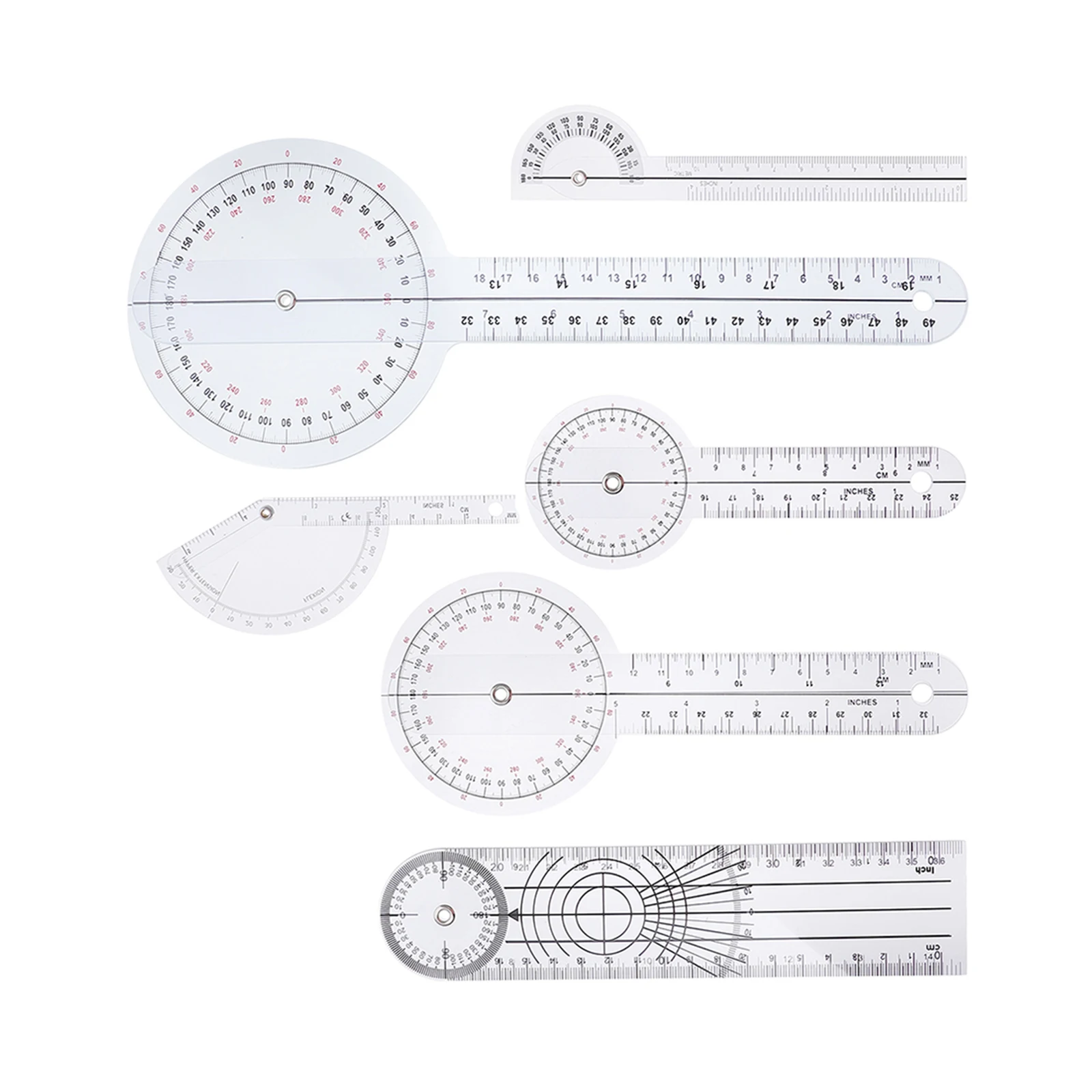 6pcs Plastic Ruler Set Goniometer Protractor Measurement Tool Clear Reading Spinal Finger Angle Rotary Medical
6pcs Plastic Ruler Set Goniometer Protractor Measurement Tool Clear Reading Spinal Finger Angle Rotary Medical