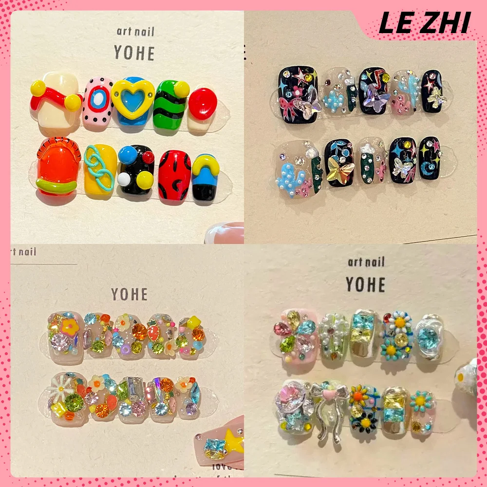 Korean Cute Girlish Style 3D Love Gemstone Short Fake Nail Dot Flowers Pearl Bowknot Diamond Shining Nail Art Summer Accessories
Korean Cute Girlish Style 3D Love Gemstone Short Fake Nail Dot Flowers Pearl Bowknot Diamond Shining Nail Art Summer Accessories