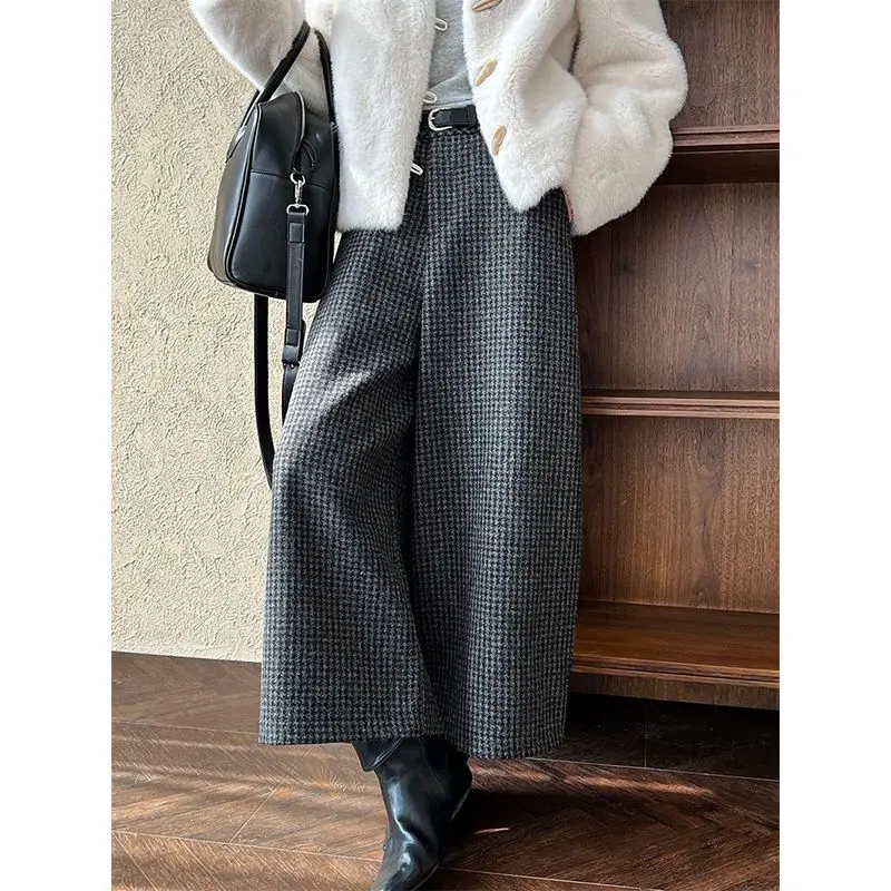 Autumn Winter Fleece Thick Wide Leg Women Simplicity Office Lady Plaid Straight Fashion Trend All-match Casual Cropped Pants
Autumn Winter Fleece Thick Wide Leg Women Simplicity Office Lady Plaid Straight Fashion Trend All-match Casual Cropped Pants