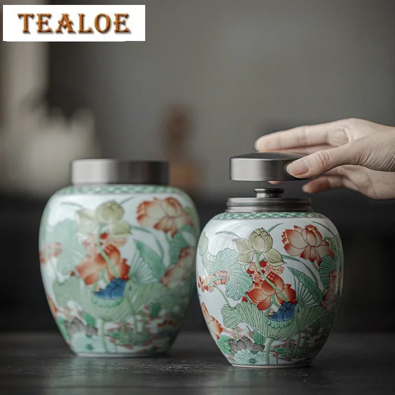 Hand-painted Lotus Tea Jar Household Tea Box Organizer Traditional Storage Tank Containers Creative Tea Caddy Teaset Ornaments
Hand-painted Lotus Tea Jar Household Tea Box Organizer Traditional Storage Tank Containers Creative Tea Caddy Teaset Ornaments
