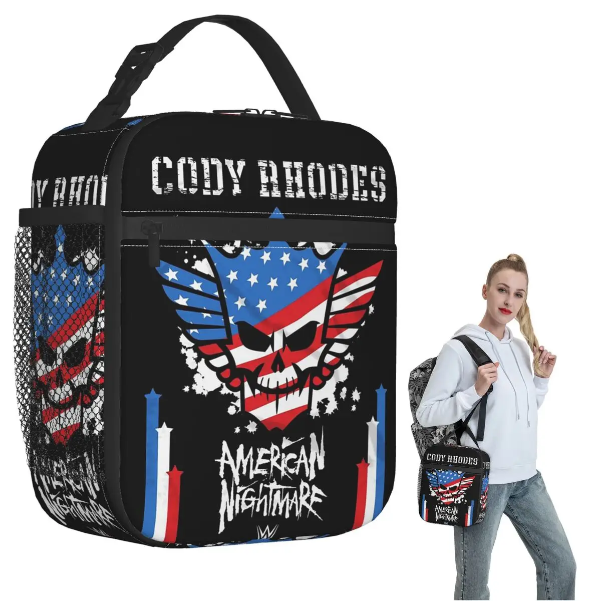 Изолированная сумка для обеда In The Ring Cody Rhodes American Nightmare для женщин и детей, портативные контейнеры для еды, термосумка для обеда
Изолированная сумка для обеда In The Ring Cody Rhodes American Nightmare для женщин и детей, портативные контейнеры для еды, термосумка для обеда