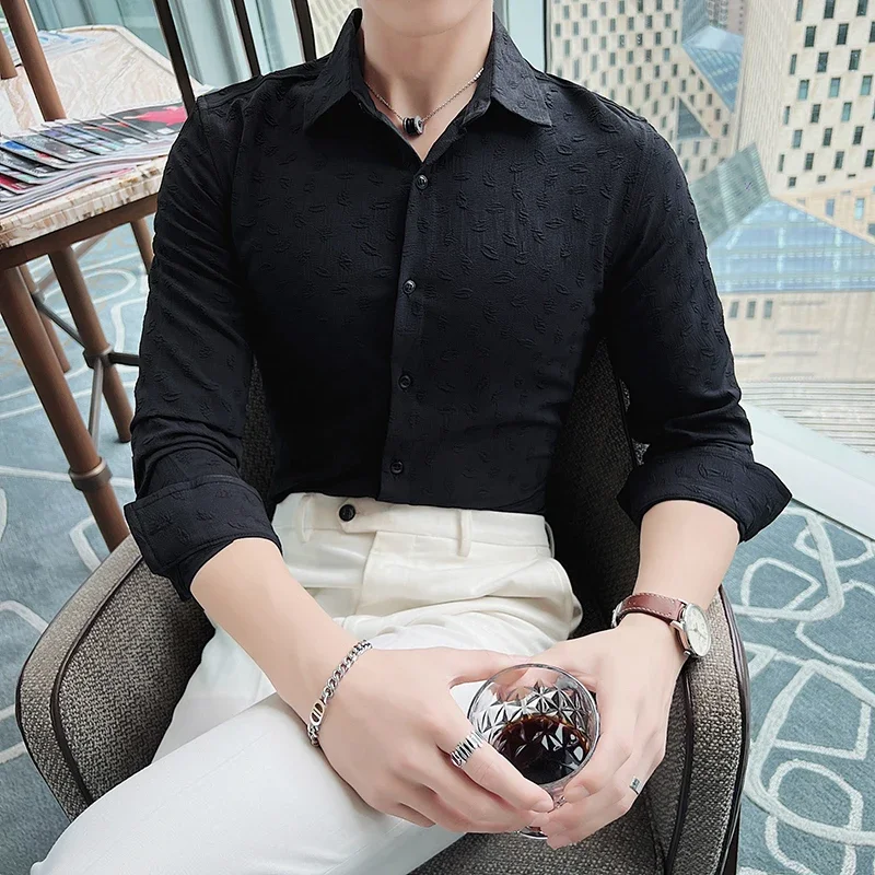 High Quality 3D Jacquard Shirt for Men Long Sleeve Slim Fit Casual Shirts Business Social Formal Dress Shirts Streetwear Blouse
High Quality 3D Jacquard Shirt for Men Long Sleeve Slim Fit Casual Shirts Business Social Formal Dress Shirts Streetwear Blouse