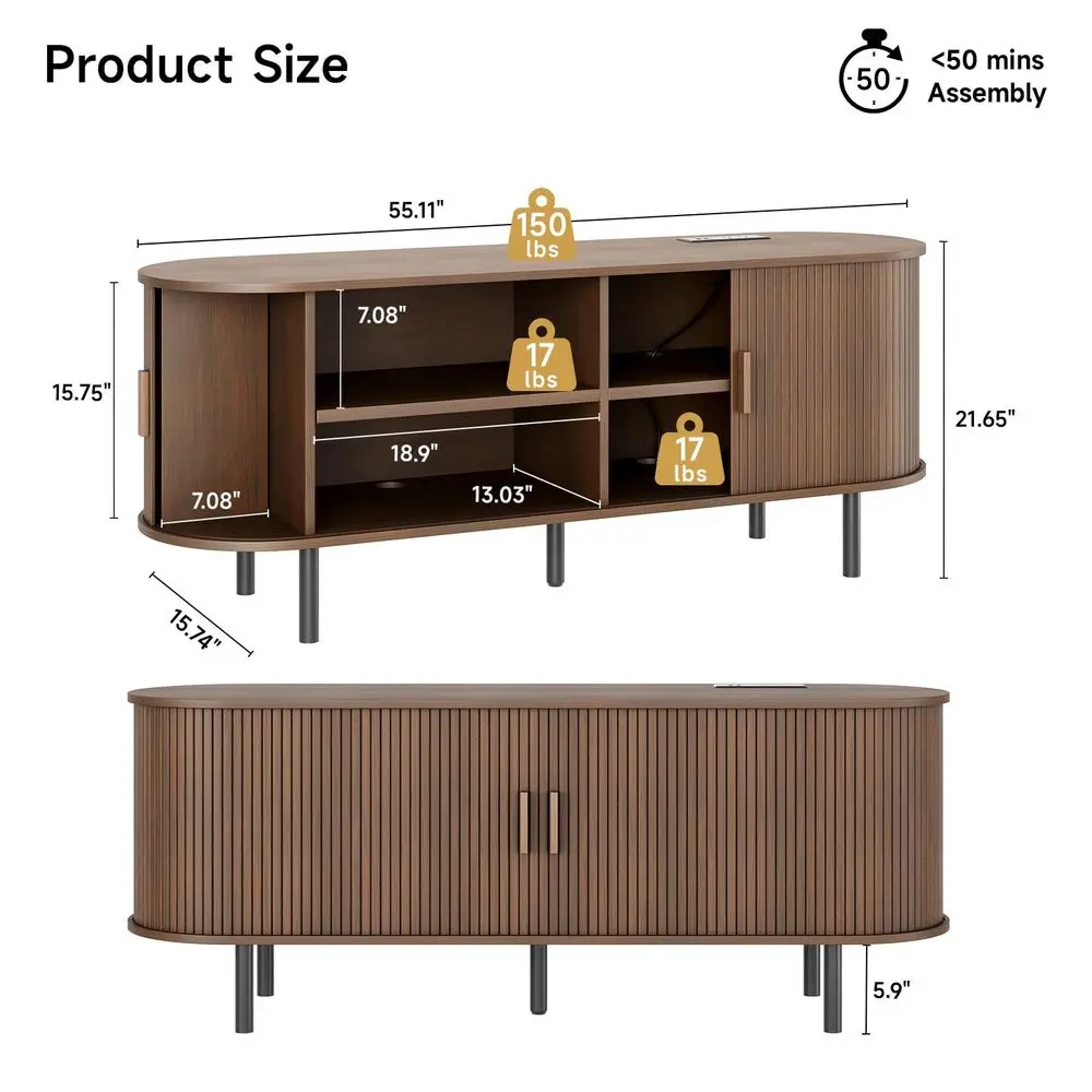 55 TV Stand with Power Outlet for TVs up to 60 Inch, Entertainment Center with Storage and Adjustable Shelves, Modern Media Con
55 TV Stand with Power Outlet for TVs up to 60 Inch, Entertainment Center with Storage and Adjustable Shelves, Modern Media Con