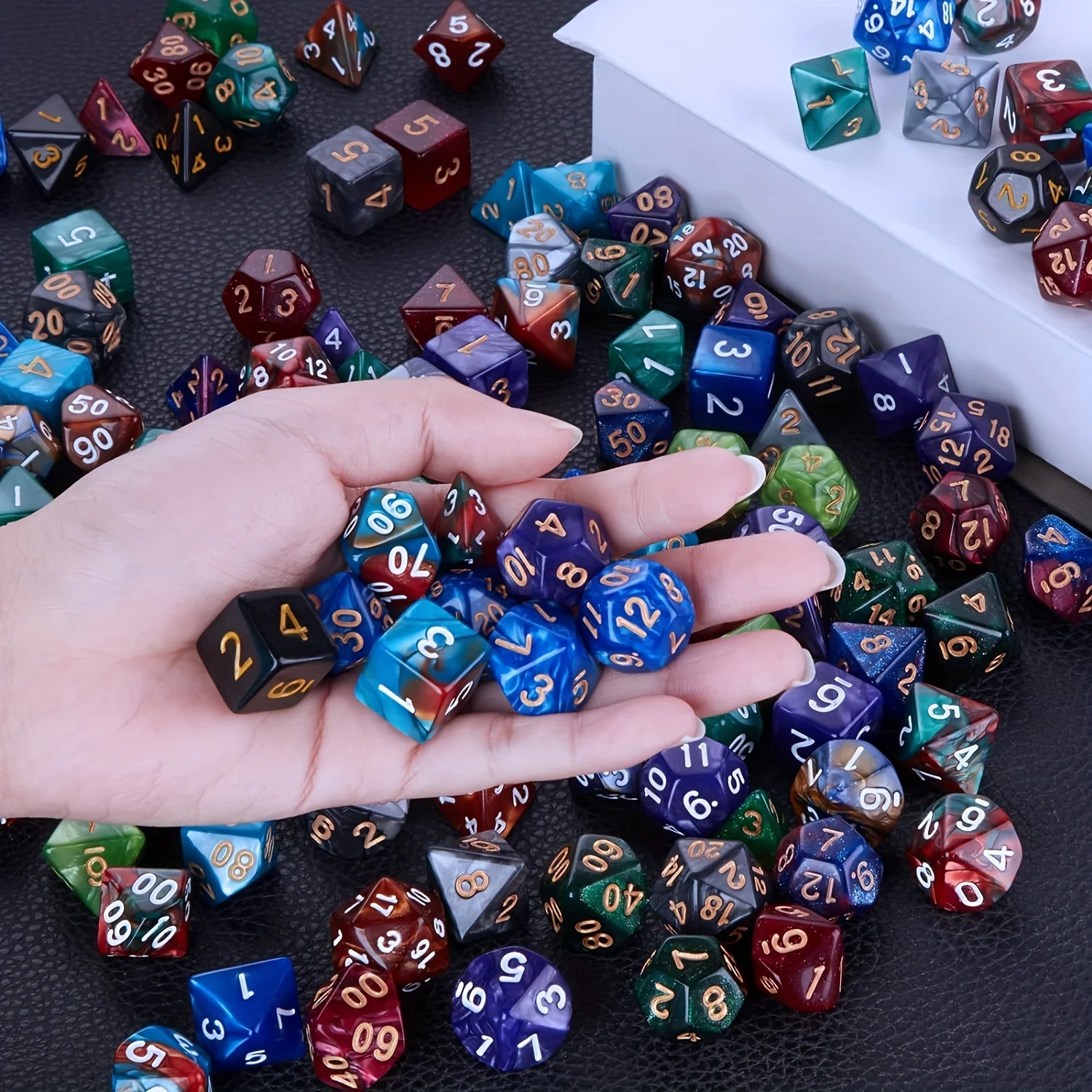 28-Piece Polyhedral DND Dice Set (4 x 7-Die Sets) - RPG Tabletop Game Accessories with Black Drawstring Pouch ZSY
28-Piece Polyhedral DND Dice Set (4 x 7-Die Sets) - RPG Tabletop Game Accessories with Black Drawstring Pouch ZSY
