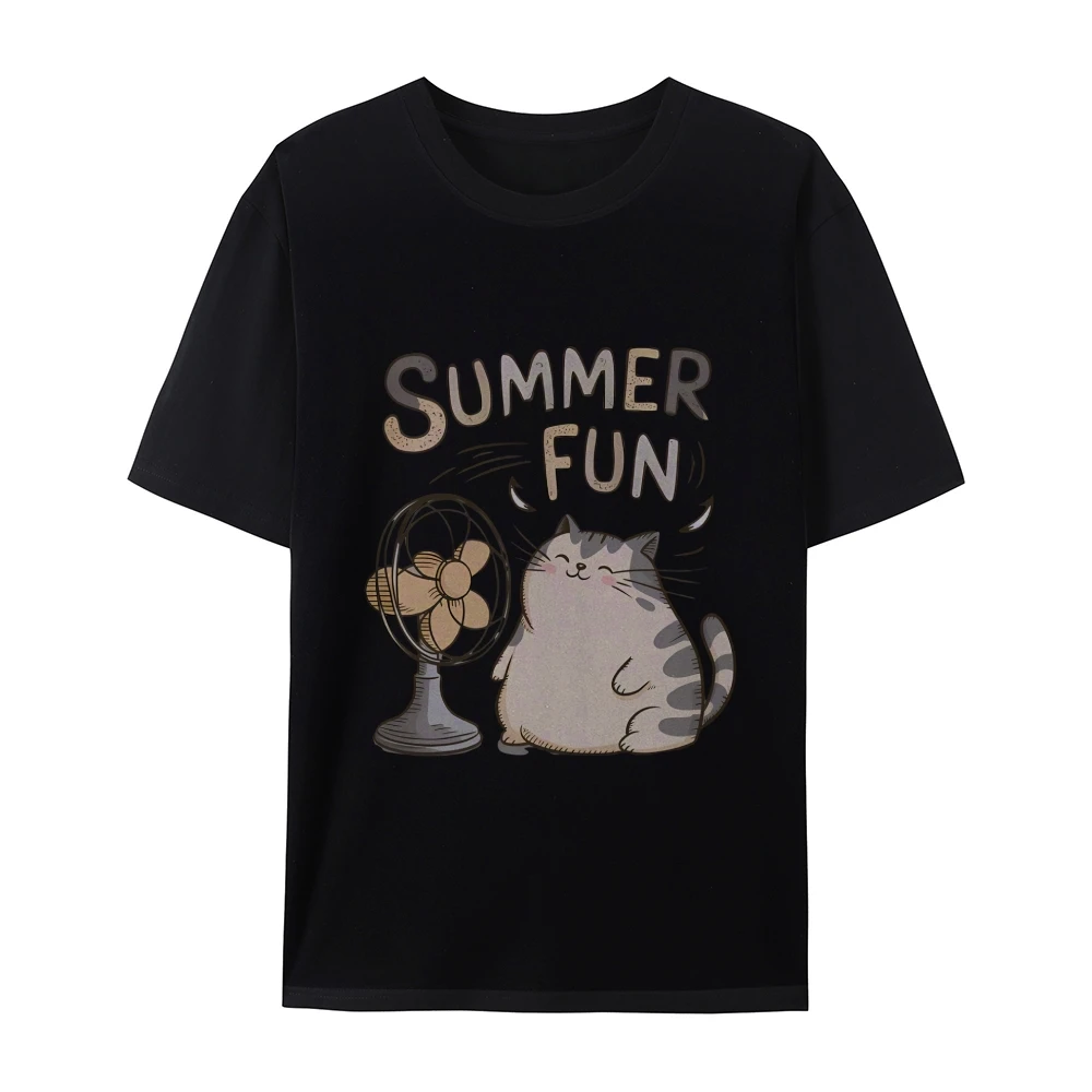 Print with Cute Cat & Fan Graphic T - Shirt, Playful & Breezy Design, Soft Cotton, Perfect for Summer Casual Looks
Print with Cute Cat & Fan Graphic T - Shirt, Playful & Breezy Design, Soft Cotton, Perfect for Summer Casual Looks
