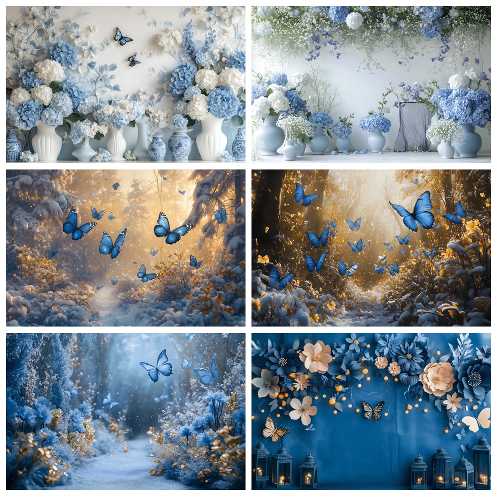 Spring Blue Flower Butterfly Photography Backdrop Fantasy Floral Lanterns Baby Birthday Wedding Party Photo Background Decor
Spring Blue Flower Butterfly Photography Backdrop Fantasy Floral Lanterns Baby Birthday Wedding Party Photo Background Decor